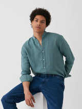 AAMILCARE CERULEAN LINEN SHIRT