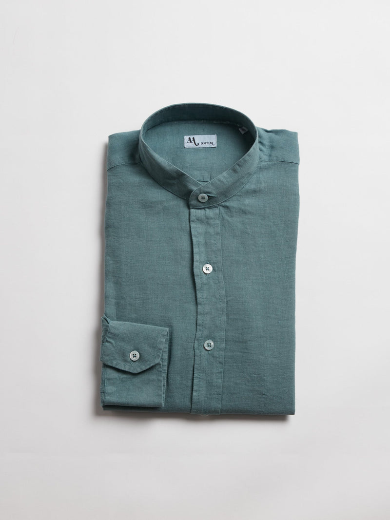 AAMILCARE CERULEAN LINEN SHIRT