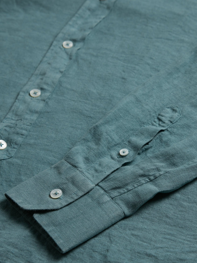 AAMILCARE CERULEAN LINEN SHIRT