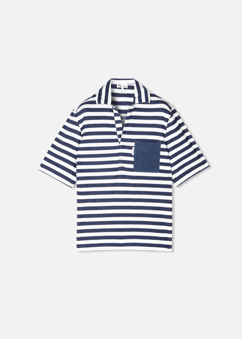 AADEO COTTON - TERRY STRIPED POLOSHIRT