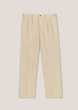 AALGHERO STRAIGHT-LEG PLEATED COTTON-FLANNEL TROUSERS
