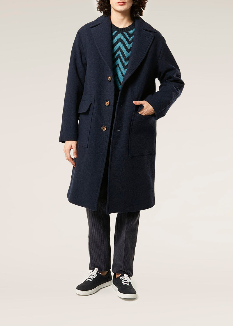 AAMBURGO NAVY BLUE SINGLE-BREASTED COAT