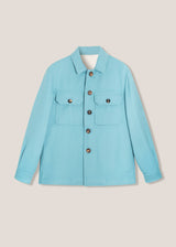 AAMENOFI LIGHT BLUE COTTON JACKET WITH FRONTAL POCKETS