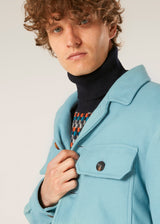 AAMENOFI LIGHT BLUE COTTON JACKET WITH FRONTAL POCKETS