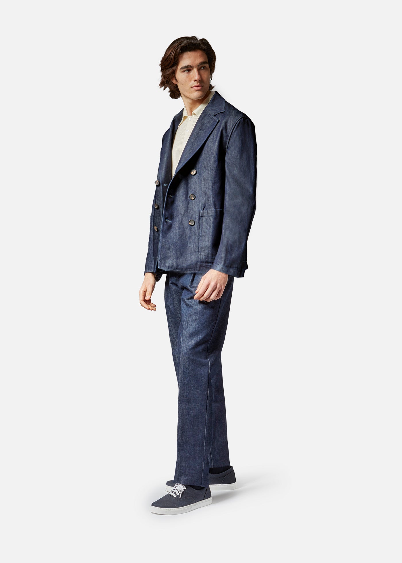 ボトムスその他 Aspesi Double Breasted Jacket In Blue Denim 26e558ae141841a9b3d6a829473232