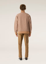 AANTIOCO BEIGE PLEATED STRETCH COTTON-CORDUROY TROUSERS