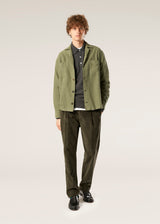 AANTIOCO GREEN PLEATED STRETCH COTTON-CORDUROY TROUSERS